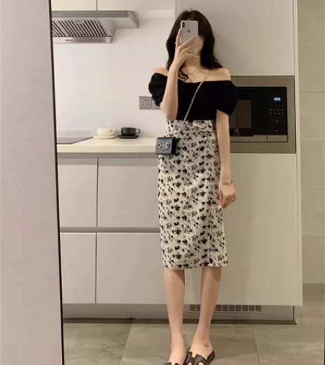 碎花半身裙女小个子2023夏季薄款新款中长...