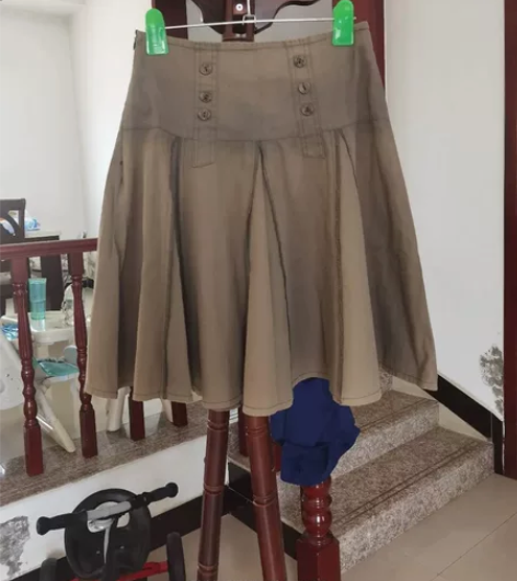 复古长款文艺森系慵懒风简约高腰A型大摆半身...