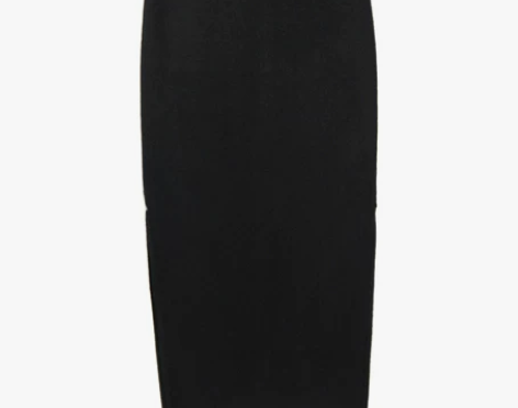 简洁性感 黑色 针织羊毛 高腰一步裙 开叉...