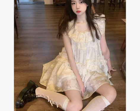 kumikumi纯欲风荷叶边蓬蓬裙短裙子女...