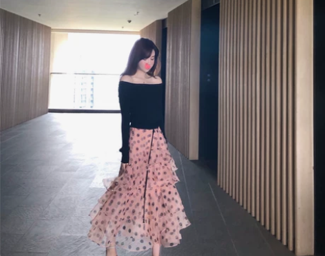 鱼尾蛋糕裙子女，仙仙裙抖音波点半身裙（全新...