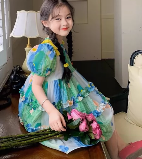 【田园油画风公主裙】认准我家独家实拍 冰冰...