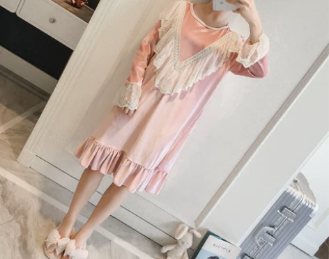 睡裙女韩版清新宽松学生中裙少女公主风家居服...