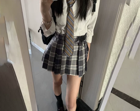 学院裙 半身裙a字裙学院藏冬/原创校供感灰...