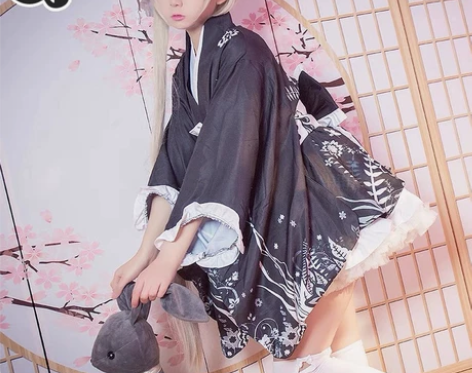 【三町目】春日野穹cos穹妹黑色和服浴衣c...