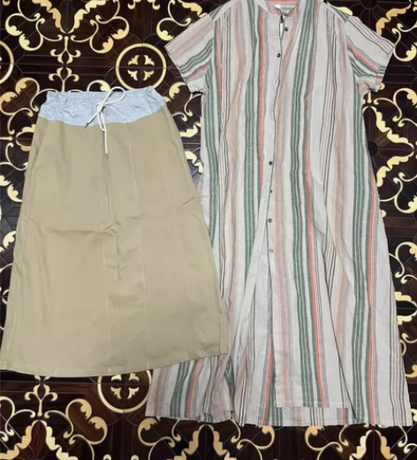 全新棉麻长款开扣连衣裙 森系日系风 宽松大...