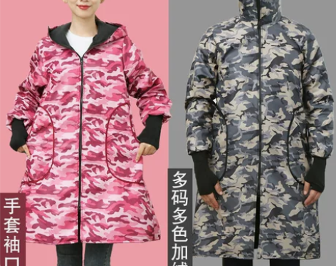 罩衣加绒加厚家用防水油大人长袖韩版时尚冬季...