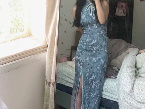 纯欲风晚晚风显瘦时尚高开叉连衣裙Vinta...