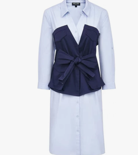 Vero Moda衬衫连衣裙春夏通勤风拼接...