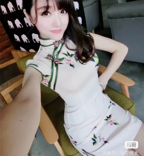 短款中国风中式旗袍,性感甜美浪姐短袖短裙印...