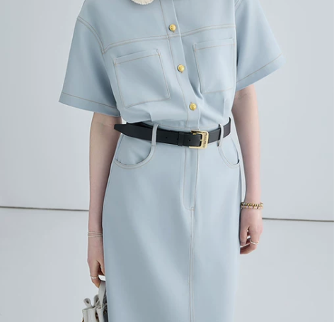 法式茶歇连衣裙女2023女夏季新款小个子显...