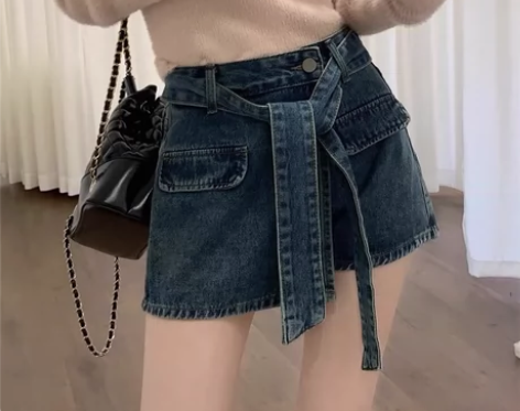 VMZM复古显瘦牛仔半身裙女2023年夏季...