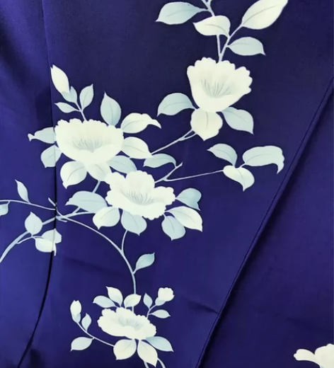 kiya喜屋深蓝紫紫花枝正绢付下和服 材质...