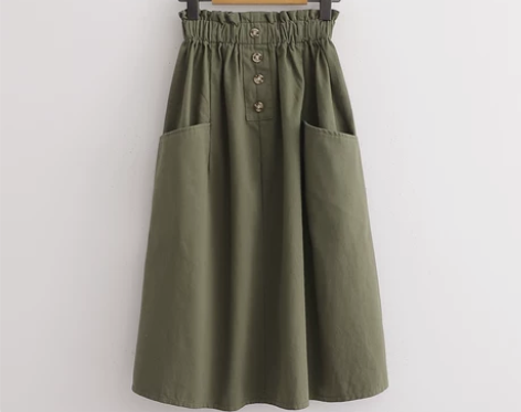 春秋装新款女文艺韩版宽松显瘦大口袋半身裙 ...