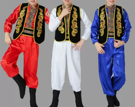 儿童新疆舞蹈演出服少儿印度表演服男童维吾尔...
