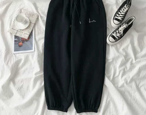 网红高腰抽绳哈伦长裤秋冬季2019新款女韩...