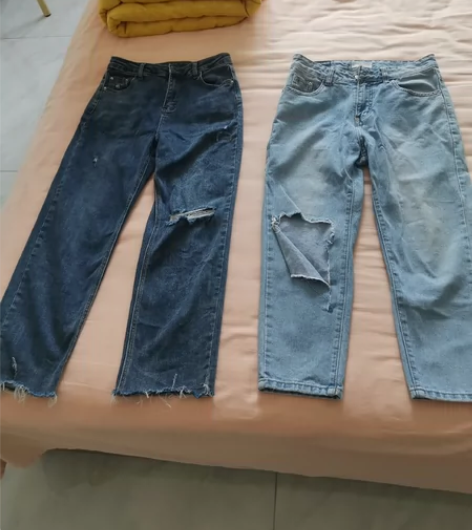 牛仔裤2条，70包邮 9层新，质量好，款式...