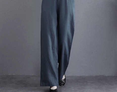 ?2023新款棉麻裤子女宽松复古亚麻垂感长...