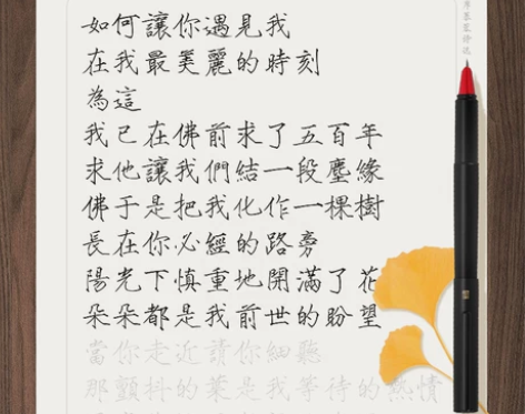 席慕蓉诗选钢笔描红日课练习纸硬笔瘦金体行楷...