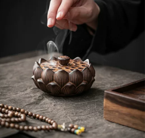 处理！陶瓷复古香炉檀香家用禅意新款莲花薰香...