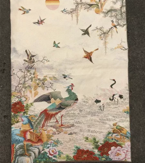 (忍痛转让)着急出，高价买的凤凰山水画刺绣...