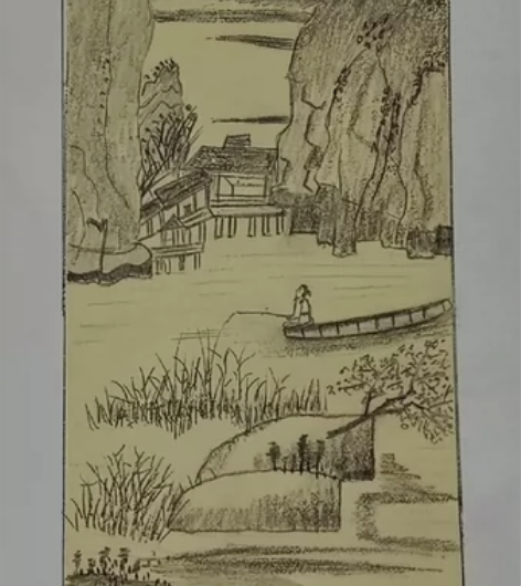 家里八十多岁老太太的手绘画，请回家里，裱上...