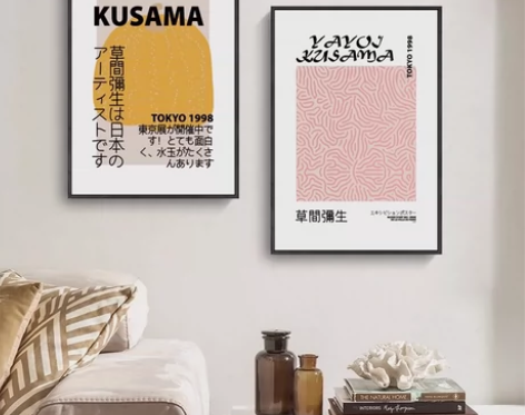 [价格美丽] 日系抽象波点艺术小众三联装饰画客厅餐厅卧室挂画...