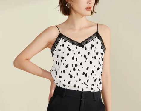 尚都比拉2019夏品蕾丝拼接豹纹印花雪纺美...