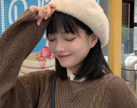 网红贝雷帽女秋冬毛呢韩版日系百搭毛绒英伦复...
