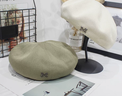 贝雷帽女士夏季镂空透气薄款画家帽韩版百搭日...