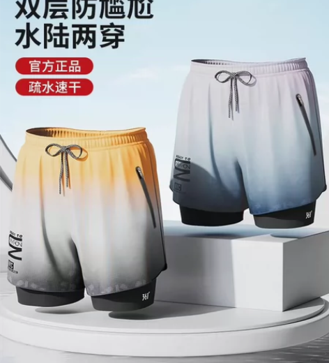 361度泳裤男士双层防尴尬游泳裤男款五分泳...