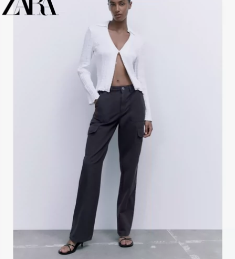 ZARA新款 TRF 女装 直筒牛仔工装裤...