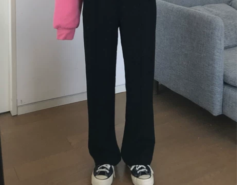 王少女的店铺 粉色西装裤 春秋宽松直筒休闲...