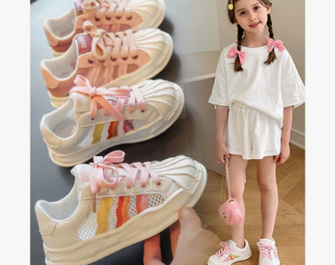 小米步女童鞋2022夏季新款运动鞋儿童网面...