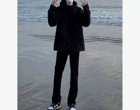 裤子男修身 裤子男裤复古纯黑色牛仔裤男春季...