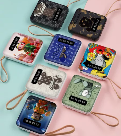 苹果安卓通用充电宝20000毫安自带线超薄...