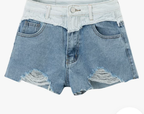OKMA 破洞牛仔短裤女2020年夏季宽松...
