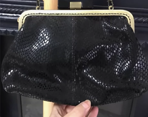 包邮 纯手工制作黑色女士时尚单肩背包手拿包...