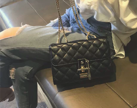 包包2022新款潮小众菱格链条包斜挎包女夏...