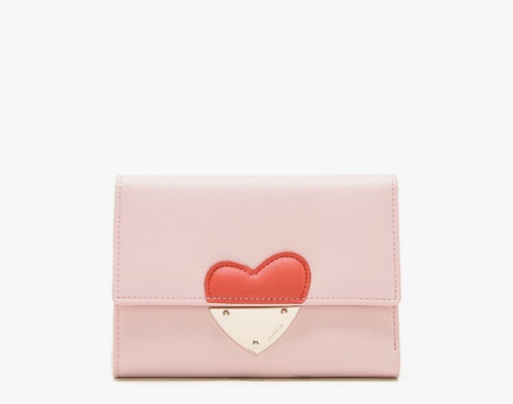 ?拉菲斯汀春夏新款心形钱包牛皮短款三折钱夹...