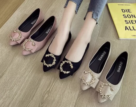 2023夏季新款百搭平底鞋女网红浅口尖头单...