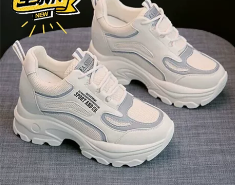 全新内增高女夏季新款网面透气厚底百搭休闲鞋...