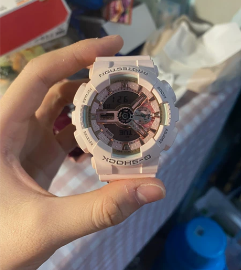 CASIO卡西欧手表女运动樱花粉电子防水表...