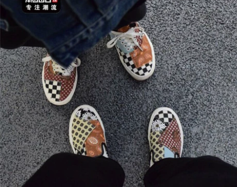 VANS范斯拼接鸳鸯女鞋一脚蹬解构腰果花帆...