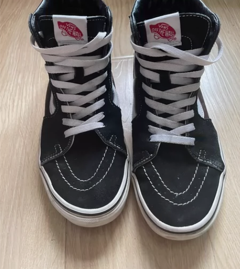 vans 滑板鞋黑白高帮 40.5码 成色...