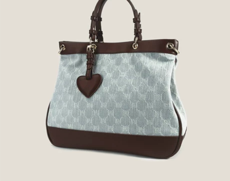 优尚女包2022春夏新品爱心牛仔帆布棋盘格...