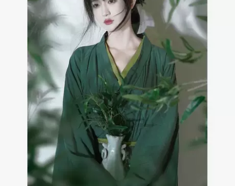 绿色汉服女夏季中国风直裾古装魏晋古风改良春...