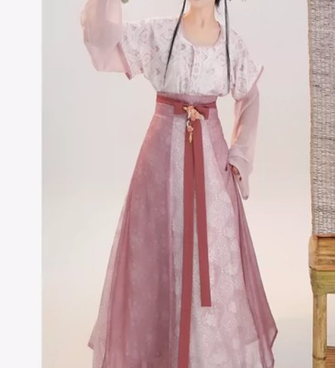 小唐春 茗月萱原创唐制汉服印刷唐褙子春夏圆...