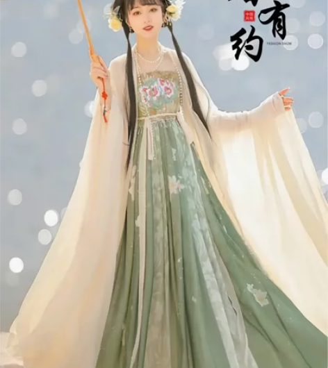 【春有约】茗月萱唐制诃子裙汉服女大袖衫刺绣...