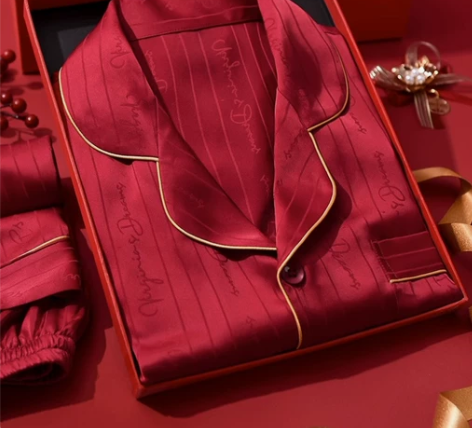 上海故事睡衣结婚新婚情侣套装冰丝红色新婚夏...